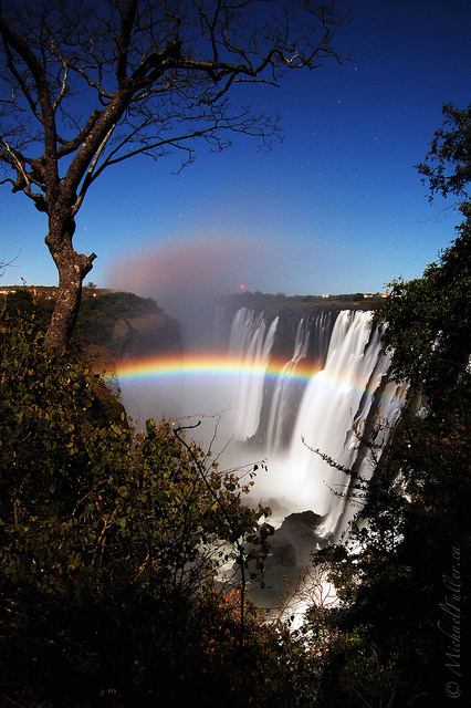 Lunar rainbow at Victoria Falls