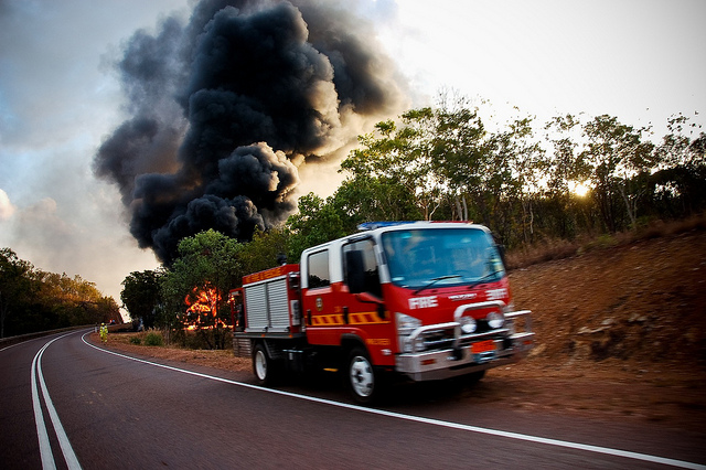 Not your typical bushfire: An oil tanker had crashed.