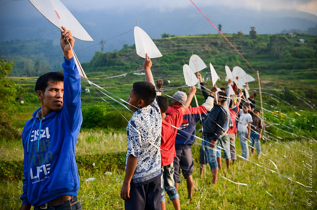 A kite ('layang layang') competition in rural Sumatra.