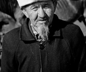 Old man at the animal bazaar