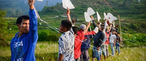 A kite ('layang layang') competition in rural Sumatra.