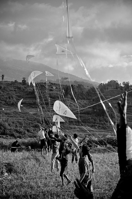A kite ('layang layang') competition in rural Sumatra.