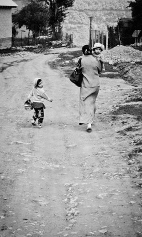 Mother and two children in Kyrgyzstan